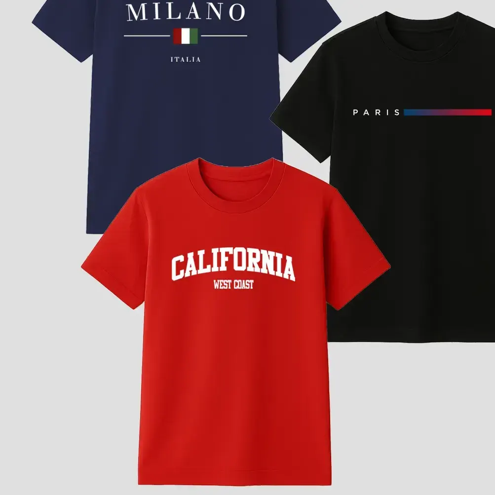 Kit 3 Camisetas Masculina 100% Algodão Premium Verão Casual