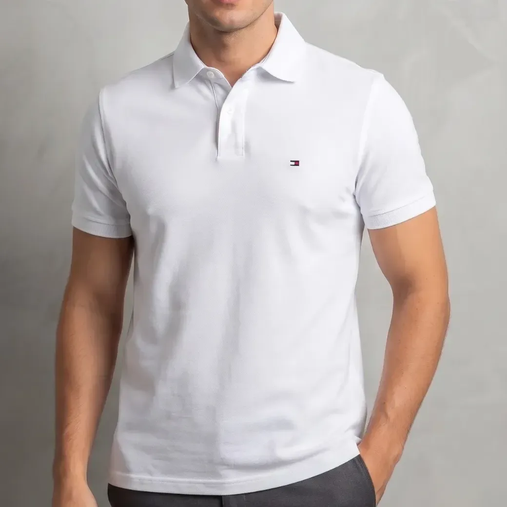 Camisa Polo Tommy Hilfiger Masculina Algodão Manga Curta
