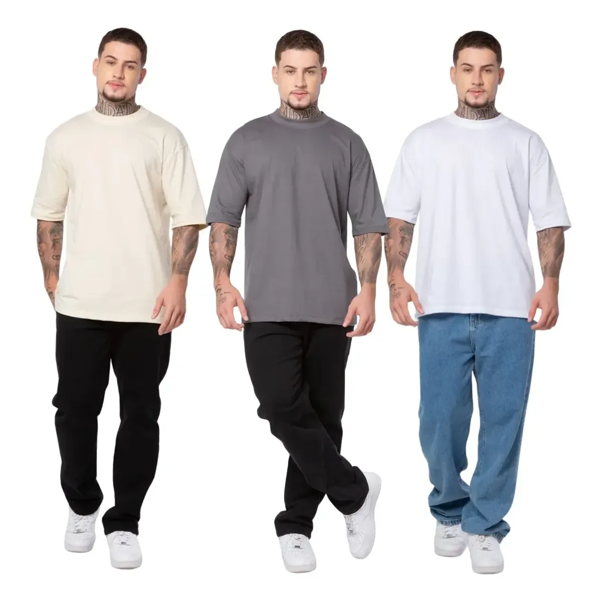 Kit 3 Camiseta Oversized Streetwear Premium Algodão